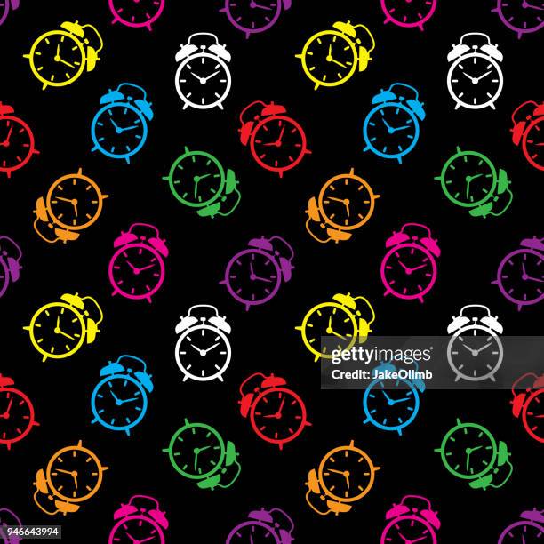 illustrations, cliparts, dessins animés et icônes de radio-réveil motif coloré - clock pattern