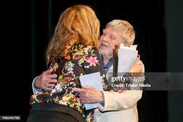 German presenter Bettina Tietjen and Hardy Krueger during the reading from his book 'Was das Leben sich erlaubt' on April 15, 2018 in Hamburg,...