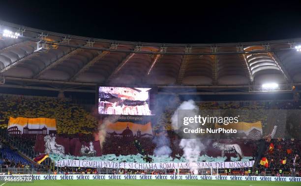 Lazio v Roma - Serie A Rom supporters at Olimpico Stadium in Rome, Italy on April 15, 2018
