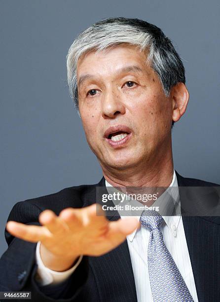 Kunio Noji, president and chief executive officer of Komatsu Ltd., speaks at an interview in Tokyo, Japan, on Thursday, Aug. 2, 2007. Komatsu Ltd.,...