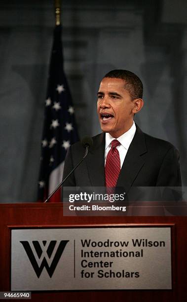 Democratic presidential candidate Barack Obama gives a speech on counter-terrorism at the Ronald Reagan Building and International Trade Center in...