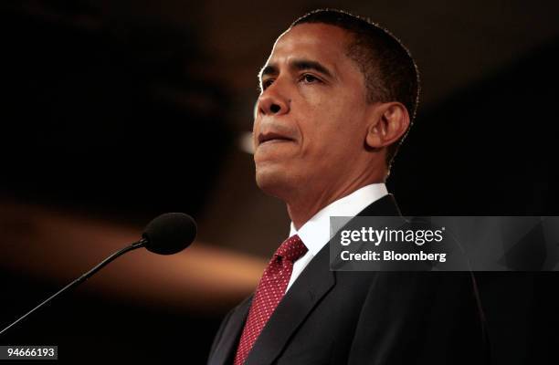 Democratic presidential candidate Barack Obama gives a speech on counter-terrorism at the Ronald Reagan Building and International Trade Center in...