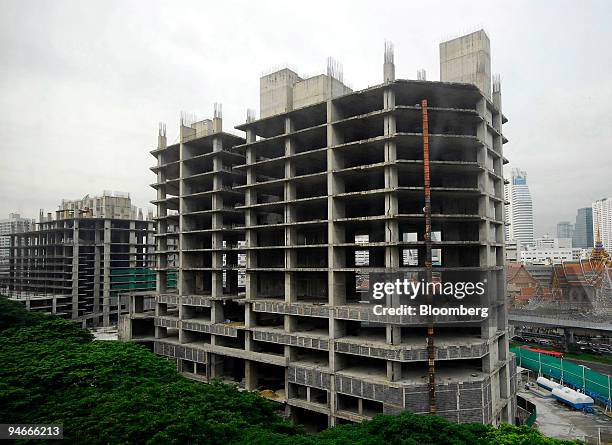 The unfinished Chulalongkorn Hi-Tech Square buildings is pictured in central Bangkok on Thursday, April 20, 2006. Construction was halted in 1996 at...