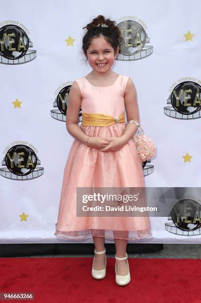 Actress Lina Renna attends the 3rd Annual Young Entertainer Awards at The Globe Theatre on April 15, 2018 in Universal City, California.