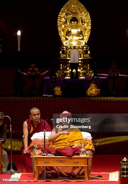 The Dalai Lama, the spiritual leader of Tibet, delivers a speech at a conference hosted by the Japan Buddhist Federation in Yokohama City, Japan, on...