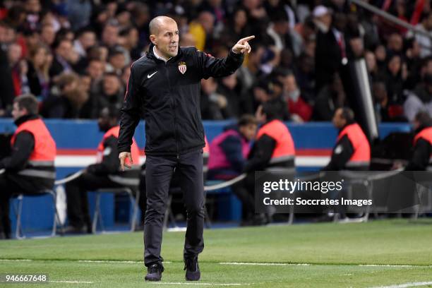 Coach Leonardo Jardim of AS Monaco during the French League 1 match between Paris Saint Germain v AS Monaco at the Parc des Princes on April 15, 2018...