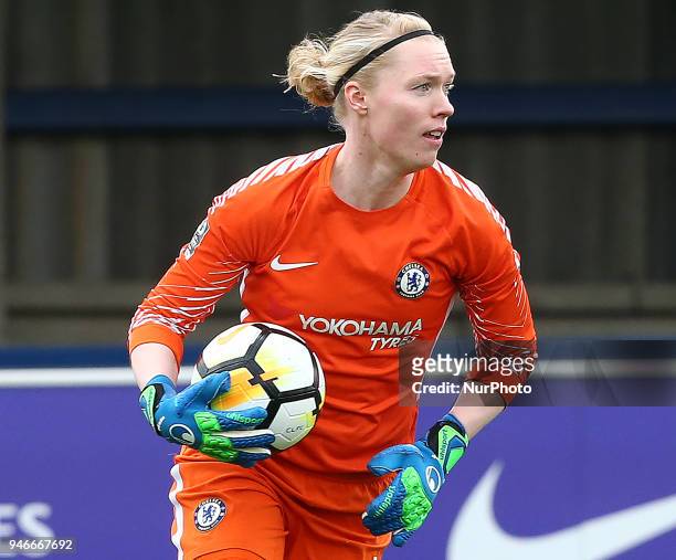 Chelsea Ladies Hedvig Lindahl during The SSE Women's FA Cup semi-final match between Chelsea Ladies and Manchester City Women at Kingsmeadow, London,...