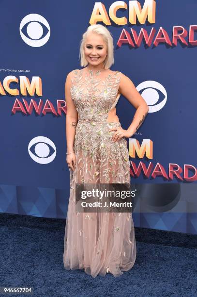 Singer RaeLynn attends the 53rd Academy of Country Music Awards at the MGM Grand Garden Arena on April 15, 2018 in Las Vegas, Nevada.