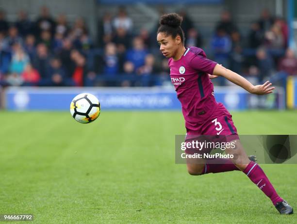 Demi Stokes of Manchester City WFC during The SSE Women's FA Cup semi-final match between Chelsea Ladies and Manchester City Women at Kingsmeadow,...