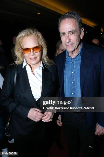 Sylvie Vartan and Alain Chamfort pose after Sylvie Vartan performs at Le Grand Rex on April 14, 2018 in Paris, France.