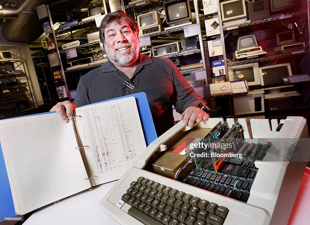 Steve Wozniak, co-founder of Apple Inc., displays a 150-page