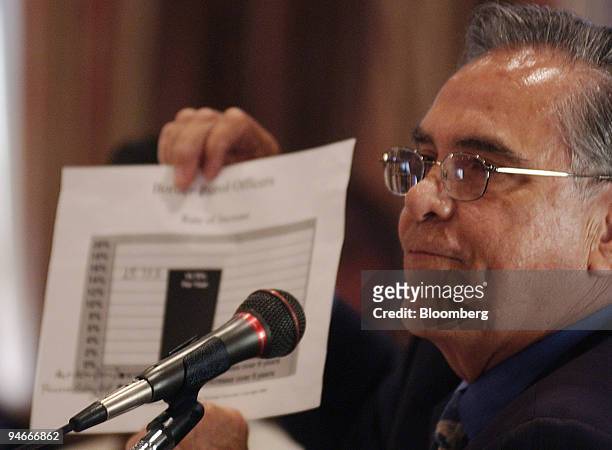 Representative Ruben Hinojosa uses a document to make a point, during a House of Representatives subcommittee field hearing titled ?Border...