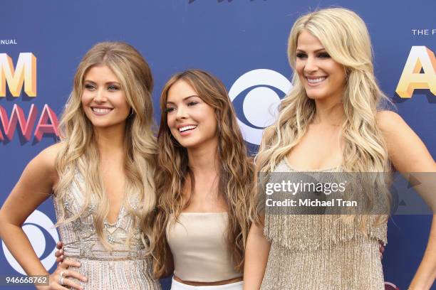 Hannah Mulholland, Naomi Cooke, and Jennifer Wayne attend the 53rd Academy of Country Music Awards at MGM Grand Garden Arena on April 15, 2018 in Las...