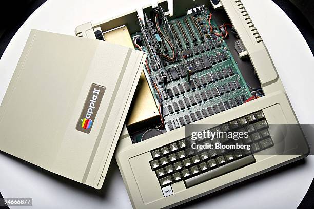 Apple II computer, designed by Steve Wozniak, co-founder of Apple Computer Inc., on display at the Computer History Museum in Mountain View,...