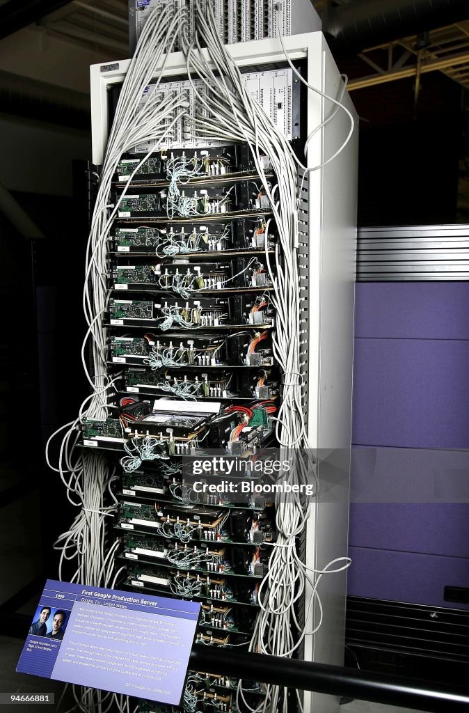 Google Inc.'s first production server sits on display at the