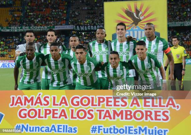 Players of Nacional pose for a photo prior to a match between Atletico Nacional and Jaguares de Cordoba FC during match of the Aguila League I 2018...