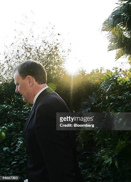 Peter Costello, Australian treasurer, arrives at The Hyatt Hotel for the APEC Finance Ministers Meeting in Coolum, Queensland, Australia, on Tuesday,...