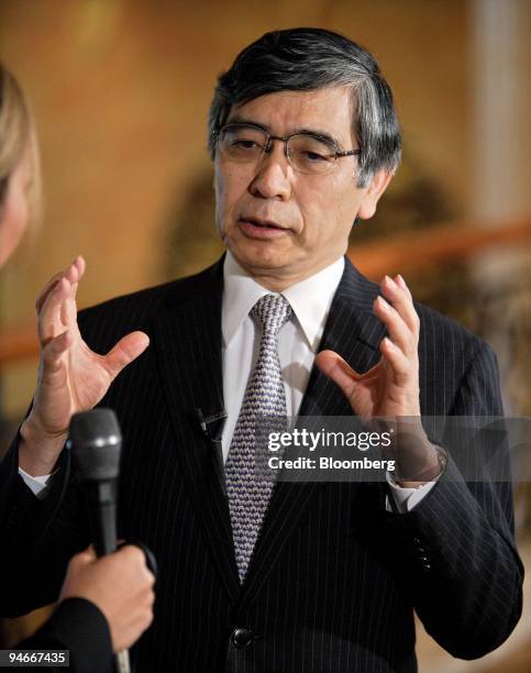 Haruhiko Kuroda, president of the Asian Development Bank, speaks during an interview on the sidelines of the 13th Summit of the Association of...