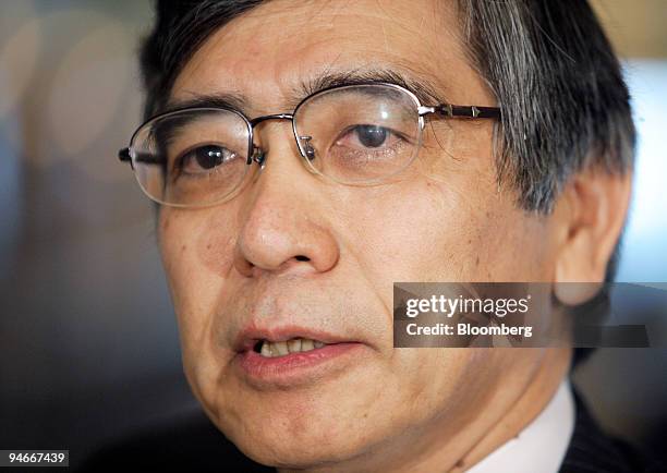 Haruhiko Kuroda, president of the Asian Development Bank, speaks during an interview on the sidelines of the 13th Summit of the Association of...