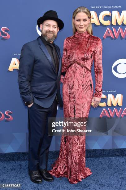 Kristian Bush and Jennifer Nettles of Sugarland attend the 53rd Academy of Country Music Awards at MGM Grand Garden Arena on April 15, 2018 in Las...