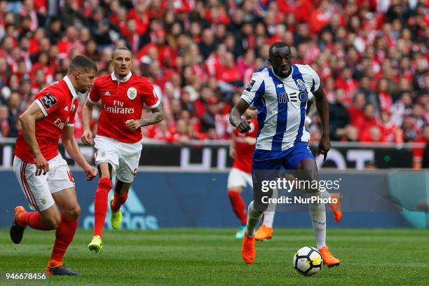 Porto Forward Moussa Marega from Mali during the Premier League 2017/18 match between SL Benfica v FC Porto, at Luz Stadium in Lisbon on April 15,...