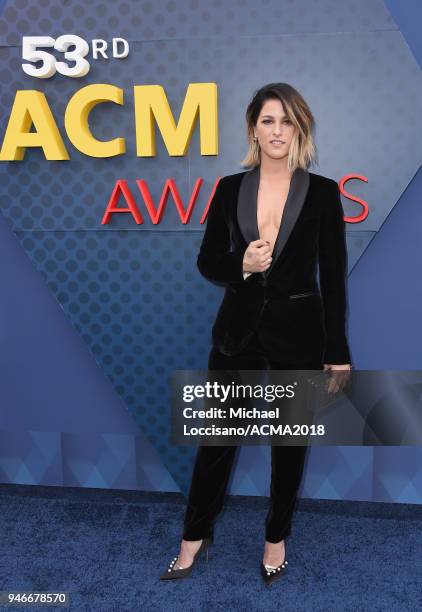 Cassadee Pope attends the 53rd Academy of Country Music Awards at MGM Grand Garden Arena on April 15, 2018 in Las Vegas, Nevada.