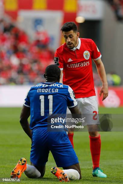 Benfcas Forward Pizzi from Portugal and FC Porto Forward Moussa Marega from Mali during the Premier League 2017/18 match between SL Benfica v FC...