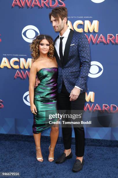 Maren Morris and Ryan Hurd attend the 53rd Academy of Country Music Awards at MGM Grand Garden Arena on April 15, 2018 in Las Vegas, Nevada