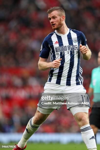Chris Brunt of West Bromwich Albion during the Premier League match between Manchester United and West Bromwich Albion at Old Trafford on April 15,...