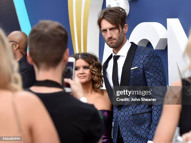 Maren Morris and Ryan Hurd attends the 53rd Academy of Country Music Awards at MGM Grand Garden Arena on April 15, 2018 in Las Vegas, Nevada.