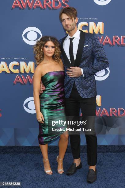 Maren Morris and Ryan Hurd attend the 53rd Academy of Country Music Awards at MGM Grand Garden Arena on April 15, 2018 in Las Vegas, Nevada.