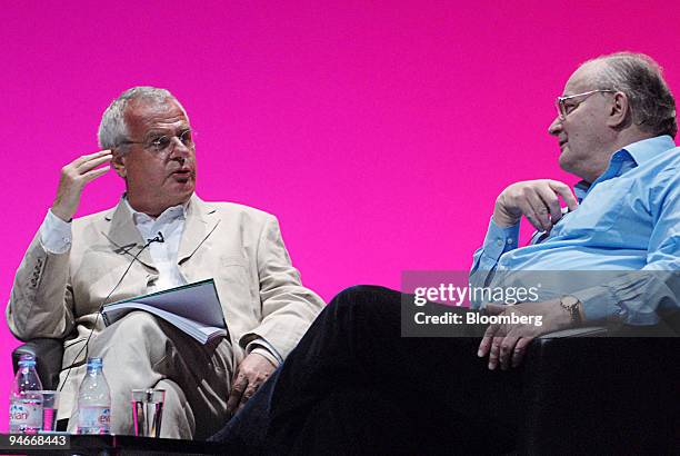 Paul Myners, left, chairman of Marks & Spencer Group Plc, speaks with John Duffield, chairman and founder of New Star Asset Management Group Plc, at...
