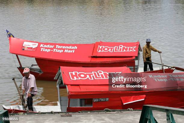 Maxis product Hotlink are advertised on boats ferrying passengers across Sarawak River in Kuching.Sarawak, Malaysia, on Thursday, July 26, 2007....