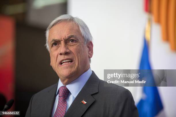 Sebastian Piñera President of Chile speaks during Day 2 of the VIII Summit of The Americas on April 14, 2018 in Lima, Peru.