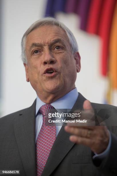 Sebastian Piñera President of Chile speaks during Day 2 of the VIII Summit of The Americas on April 14, 2018 in Lima, Peru.