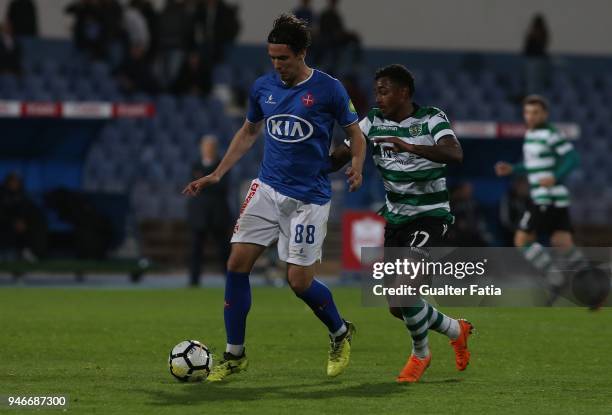 Os Belenenses midfielder Marko Bakic from Montenegro with Sporting CP forward Wendel from Brazil in action during the Primeira Liga match between CF...