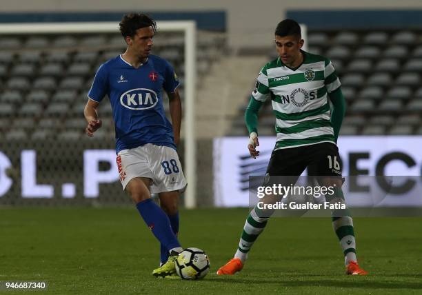 Os Belenenses midfielder Marko Bakic from Montenegro with Sporting CP midfielder Rodrigo Battaglia from Argentina in action during the Primeira Liga...