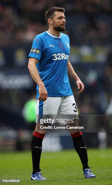 Russell Martin of Rangers during the Scottish Cup Semi Final between Rangers and Celtic at Hampden Park on April 15, 2018 in Glasgow, Scotland.