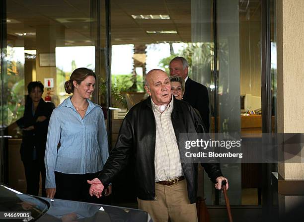 Former South African President Frederik Willem de Klerk, cen, News Photo
