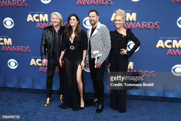 Philip Sweet, Karen Fairchild, Jimi Westbrook, and Kimberly Schlapman of musical group Little Big Town attend the 53rd Academy of Country Music...