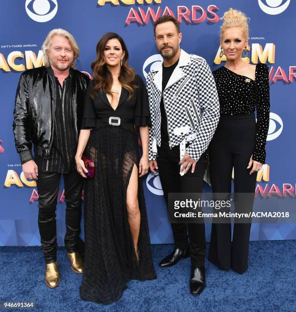 Phillip Sweet, Karen Fairchild, Jimi Westbrook, and Kimberly Schlapman attend the 53rd Academy of Country Music Awards at MGM Grand Garden Arena on...