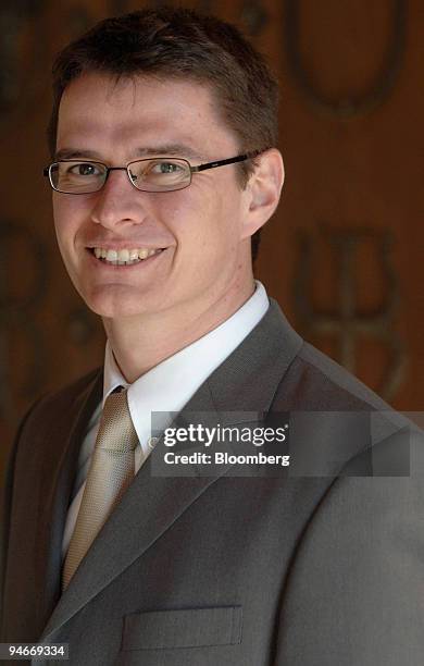 State archivist Valentin Kessler poses at the Founding Letter Museum in Schwyz, Switzerland on Friday, April 7, 2005. Swiss politicians from the...