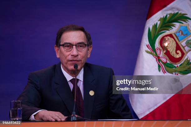 President of Perú, Martín Vizcarra in press conference during Day 2 of the VIII Summit of The Americas on April 14, 2018 in Lima, Peru.