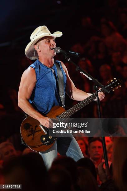 Kenny Chesney performs onstage during the 53rd Academy of Country Music Awards at MGM Grand Garden Arena on April 15, 2018 in Las Vegas, Nevada.