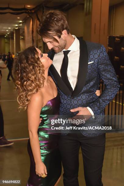 Maren Morris and Ryan Hurd attend the 53rd Academy of Country Music Awards at MGM Grand Garden Arena on April 15, 2018 in Las Vegas, Nevada.