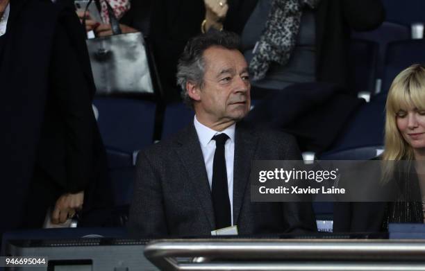 Michel Denisot attend the Ligue 1 match between Paris Saint Germain and AS Monaco at Parc des Princes on April 15, 2018 in Paris.