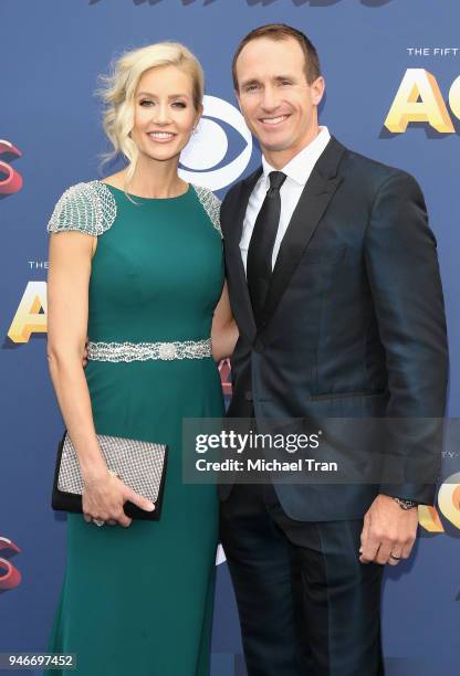 Drew Brees and Brittany Brees attend the 53rd Academy of Country Music Awards at MGM Grand Garden Arena on April 15, 2018 in Las Vegas, Nevada.