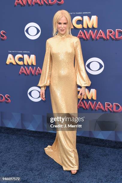 Nicole Kidman attends the 53rd Academy of Country Music Awards at the MGM Grand Garden Arena on April 15, 2018 in Las Vegas, Nevada.