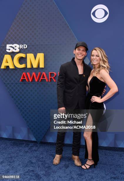 Granger Smith and Amber Bartlett attend the 53rd Academy of Country Music Awards at MGM Grand Garden Arena on April 15, 2018 in Las Vegas, Nevada.