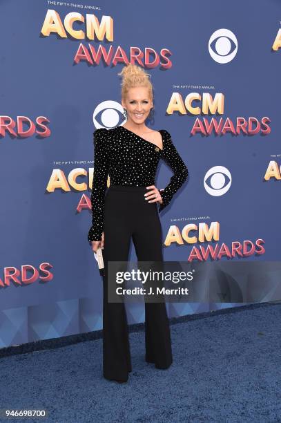 Kimberly Schlapman attends the 53rd Academy of Country Music Awards at the MGM Grand Garden Arena on April 15, 2018 in Las Vegas, Nevada.